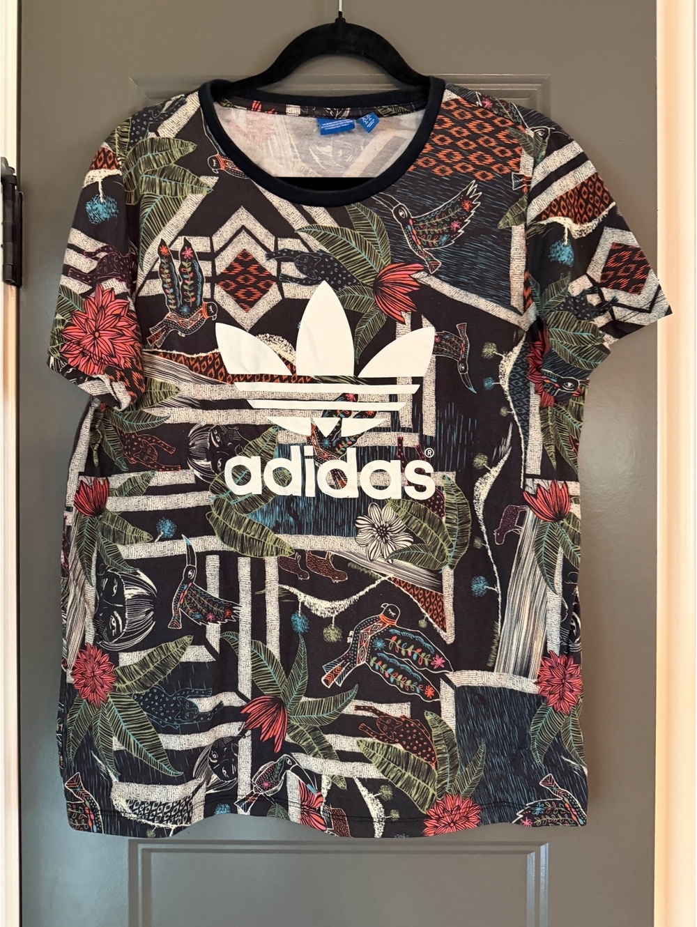 Adidas Men's Short Sleeve T-Shirt with Tropical Print